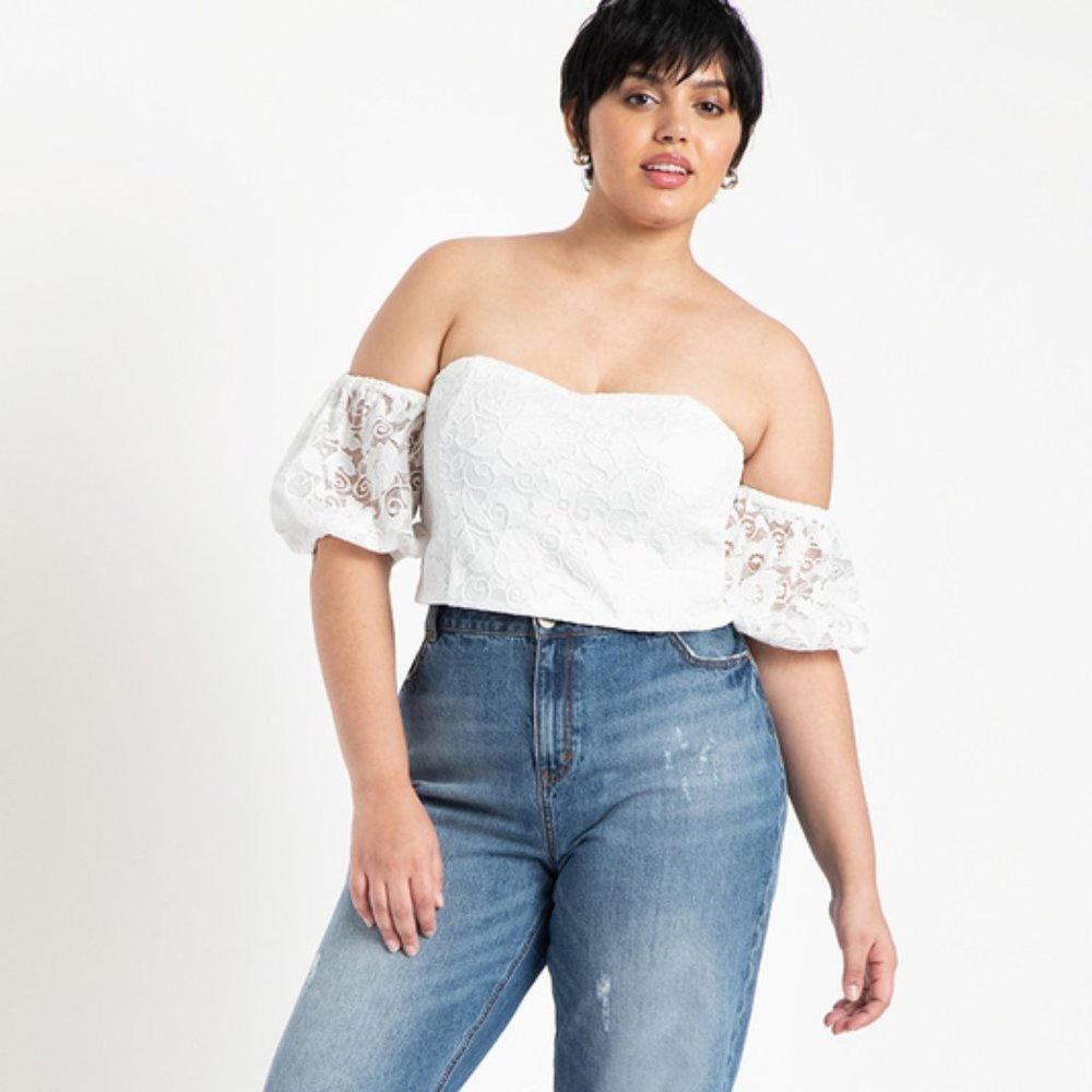 Eloquii Off the Shoulder Lace Top Size 20